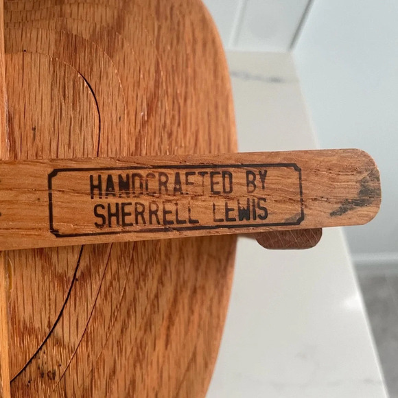 Sherrell Lewis Beautiful Folding Solid Wood Fruit Bowl Basket Apple Shape - Picture 9 of 11